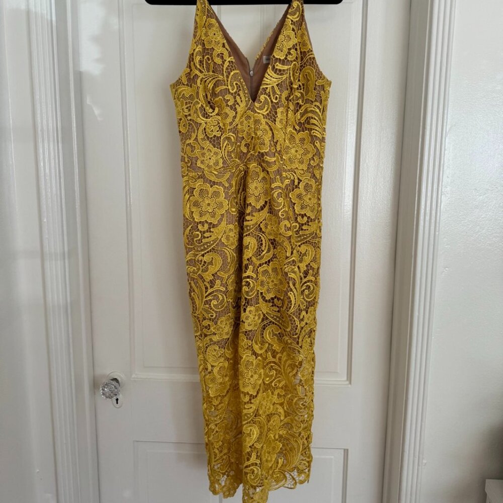 Yellow Lace Midi Dress
